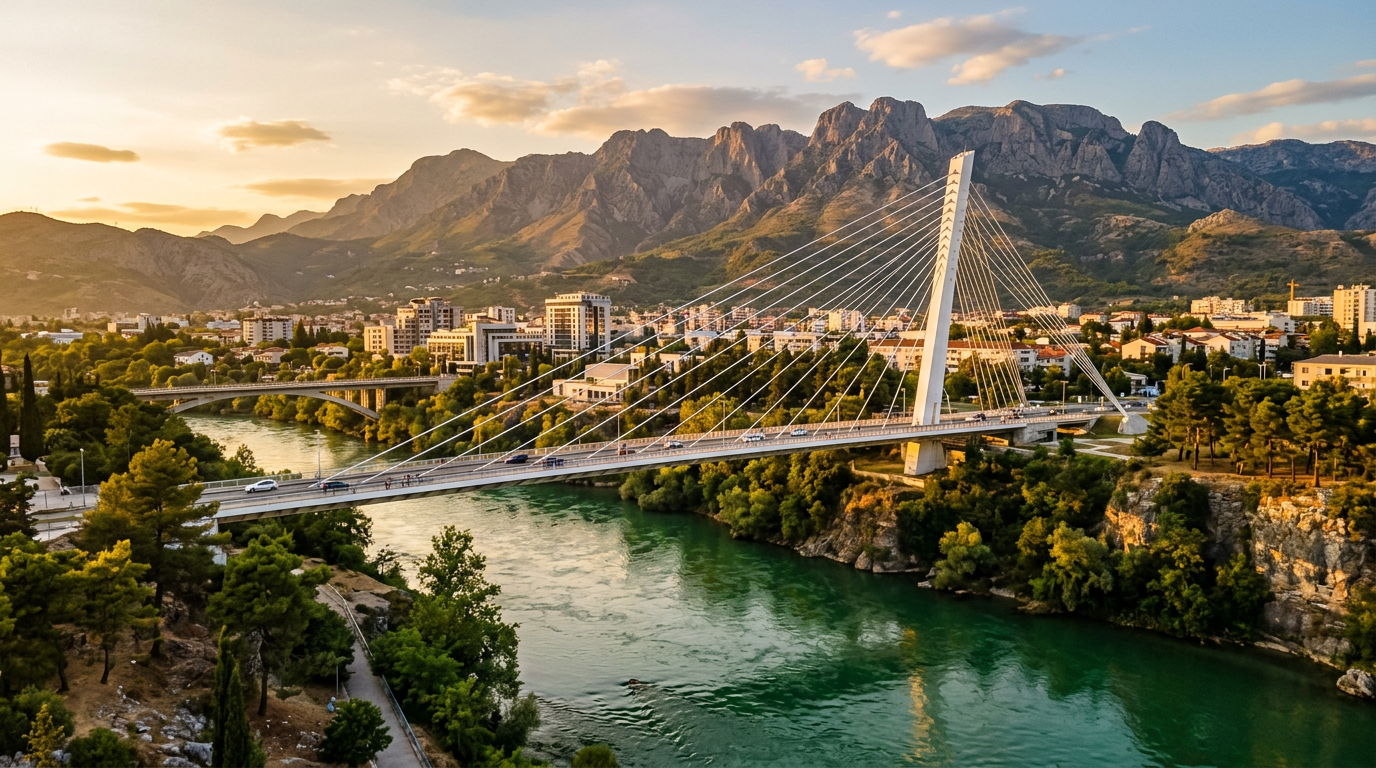 Millennium Bridge over the Morača river in Podgorica